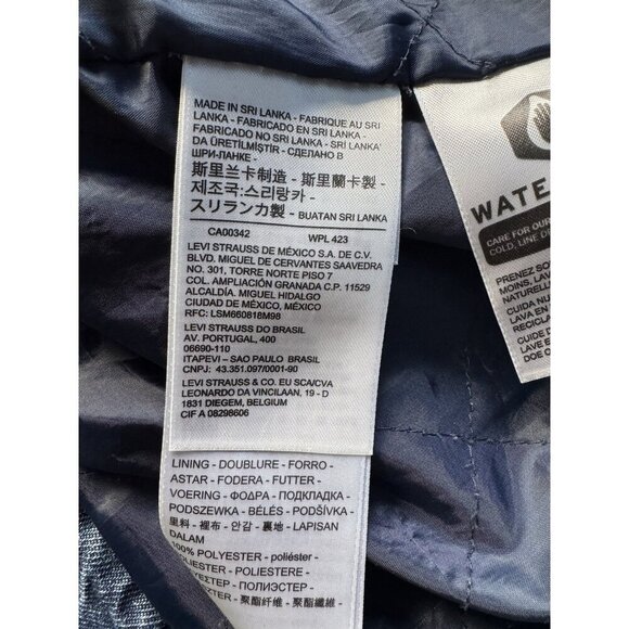 Levi’s Women's Sz L Pieced Sherpa Ex-Boyfriend Blue Trucker Jacket - Picture 9 of 15